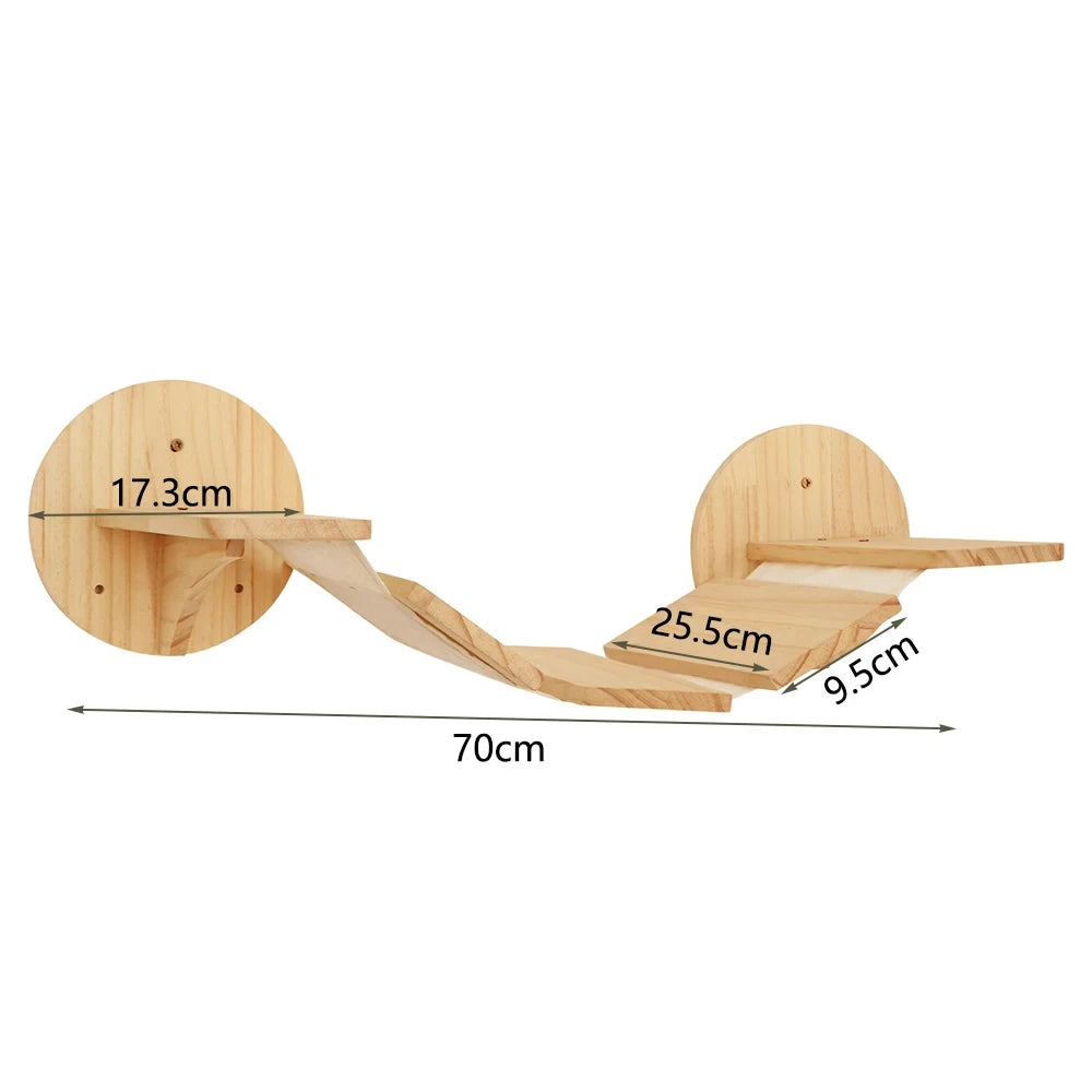 Wall-Mounted Wooden Cat Climbing Shelves – Modular Platforms, Scratching Posts & Hammock
