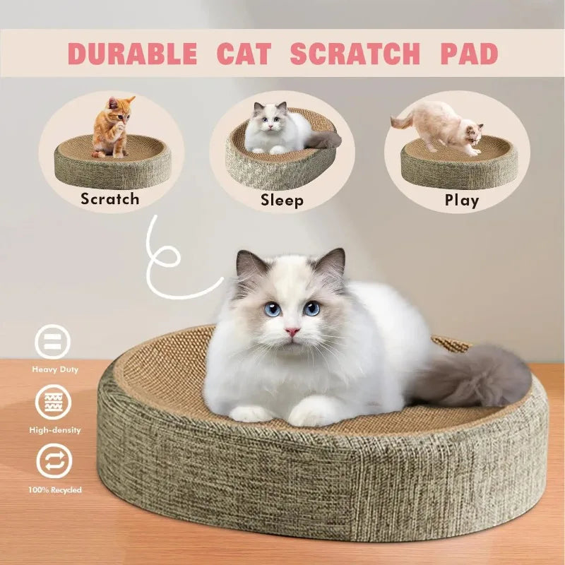 2-in-1 Oval Cat Scratching Board & Lounge Bed | Corrugated Cardboard
