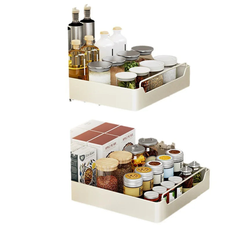 Pull-Out Cabinet Drawer Organizer with Slide Rails – No Drilling, 5 Sizes