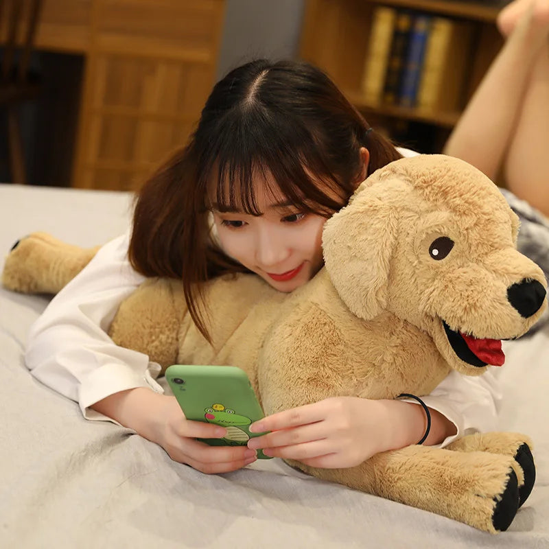 Lifelike Yellow Labrador Retriever Plush Stuffed Toy | Seated Pose | Open-Mouth Detail | 2 Sizes: 35cm & 75cm