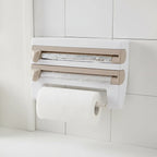 4-in-1 Wall Mount Kitchen Organizer with Paper Towel Holder and Wrap Dispenser