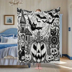 Halloween Pumpkin Flannel Throw Blanket for Sofa & Bed Decor