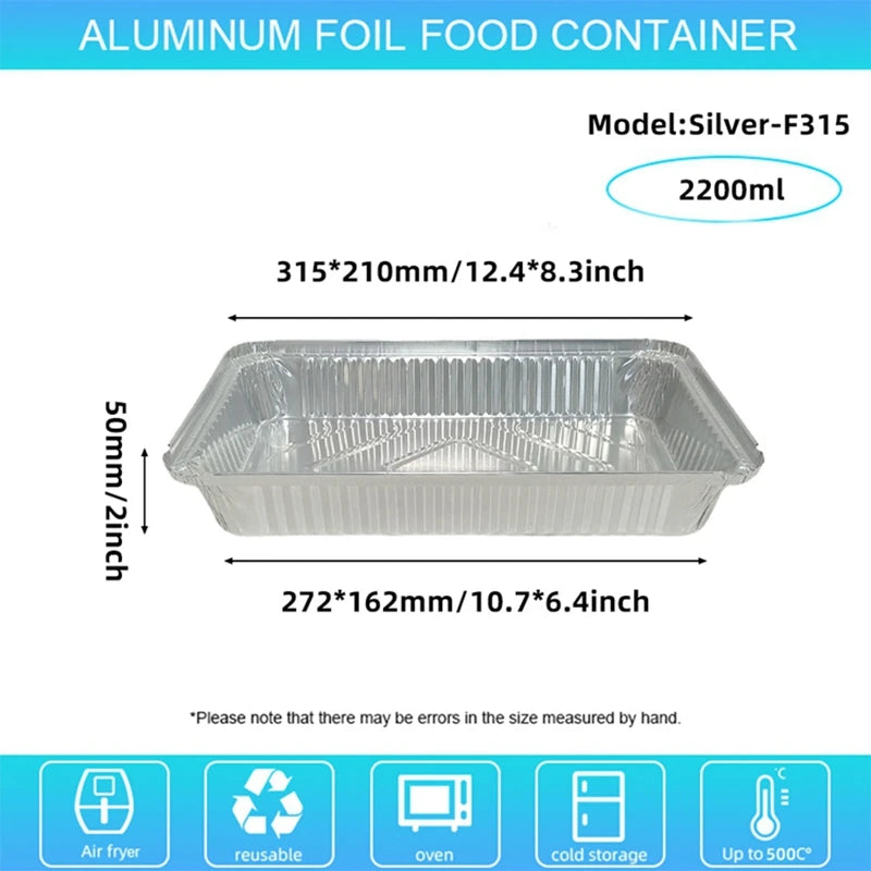 Aluminium Foil Containers 10-Pack – 2200ml, Heavy Duty, Baking & Roasting