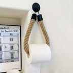 Retro Hemp Rope Toilet Roll Holder – Punchless Wall-Mounted Tissue Rack, 1pc or 2pcs