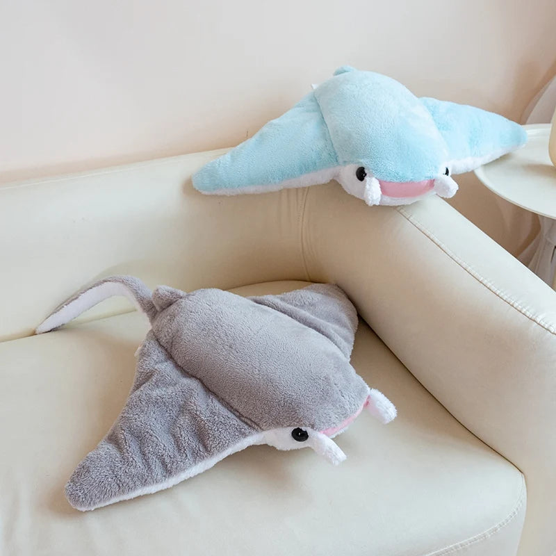 Manta Ray Plush Pillow, Blue or Gray, 49–64cm | BHH Living