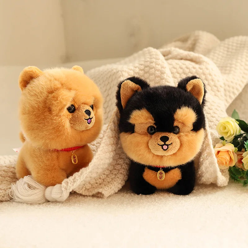 Lifelike Japanese Puppy Plush Stuffed Toy | 8 Breed-Inspired Styles | Lucky Charm Collar