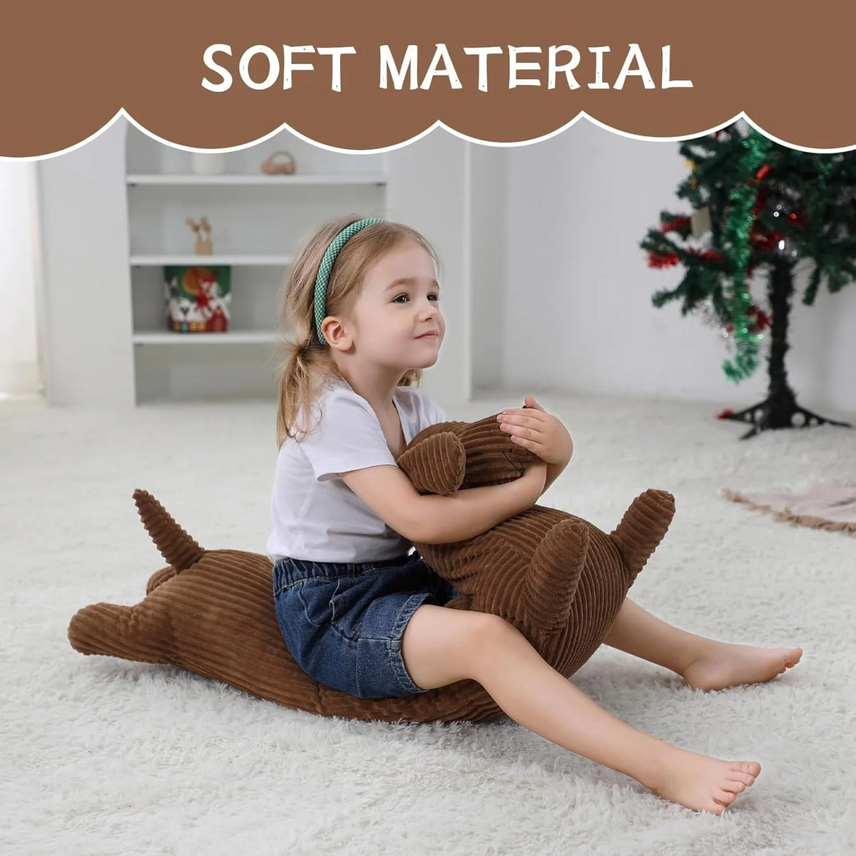 Dachshund Long Body Pillow Plush | Corduroy Coat | Lying Pose | 3 Sizes: 50, 70 & 110cm