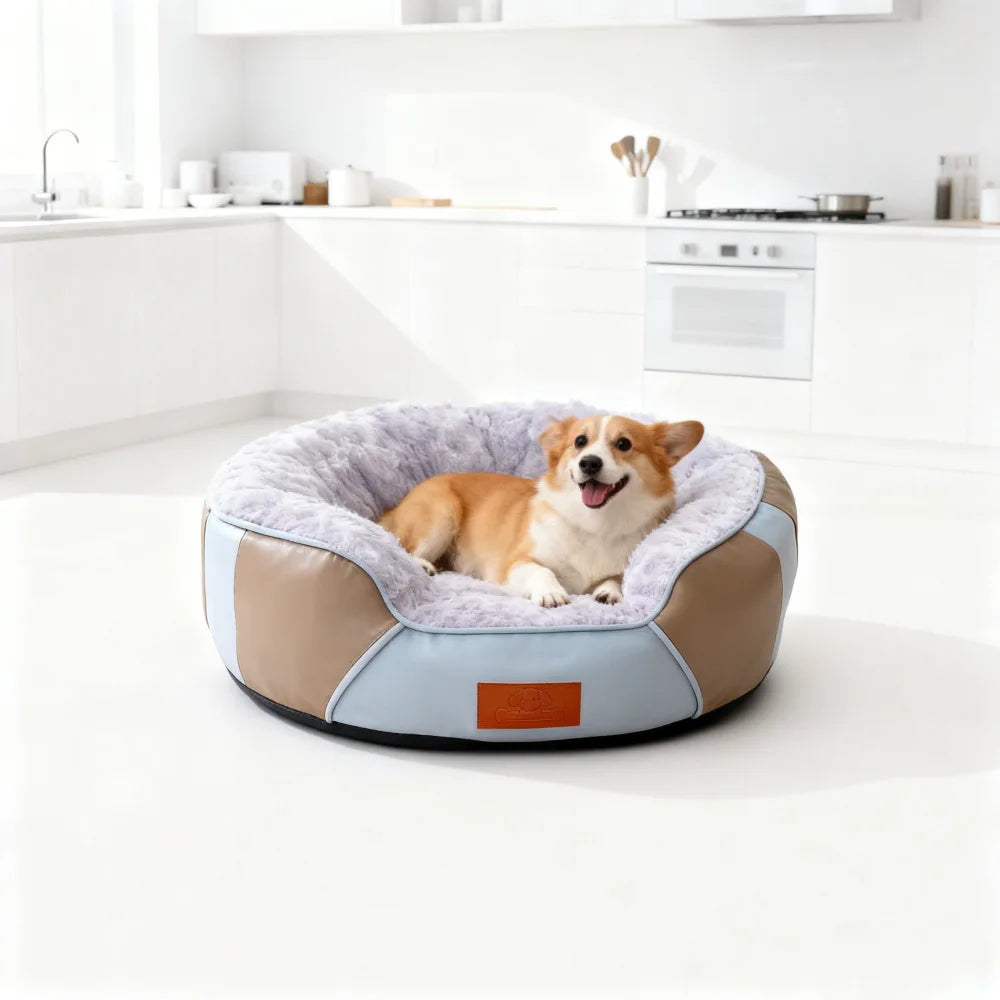 Thickened Insulated Round Cat Bed | Premium Plush | Deep Cushion | 2 Sizes | Pink, Purple, Coffee