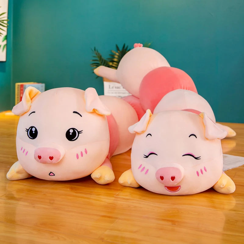 Kawaii Caterpillar Pig Body Pillow Plush | Segmented Pink Body | Heart Nose | 2 Expression Styles | 3 Sizes: 80, 100 & 130cm