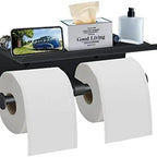 Stainless Steel Toilet Paper Holder with Shelf – Wall Mounted, Single or Dual Roll