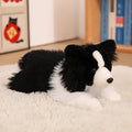 Lifelike Border Collie Plush Stuffed Toy | Black & White | 3 Poses: Sit, Stand, Lying | Simulation Coat