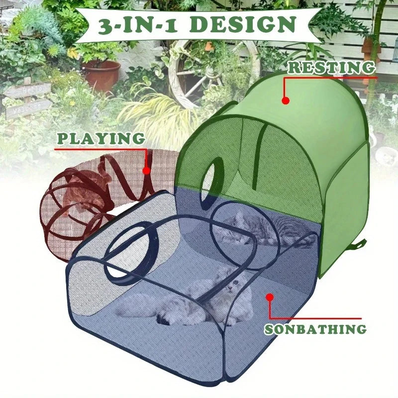 Portable Breathable Pet Pen with Tunnel – Indoor & Outdoor Enclosure
