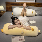 Long Duck Plush Pillow – Soft Yellow or White Bolster