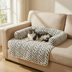 Zebra Print Bolster Pet Mat | Plush Dog & Cat Bed | Anti-Slip Sofa Protector | 2 Sizes