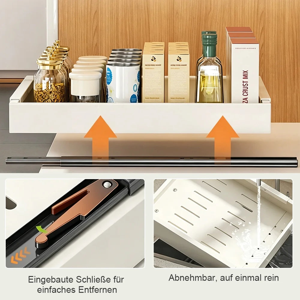 2-Pack Scalable Pull-Out Kitchen Storage Rack – Extendable Carbon Steel Drawer Organiser, Black or White