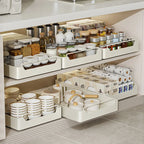 Pull-Out Cabinet Drawer Organizer with Slide Rails – No Drilling, 5 Sizes