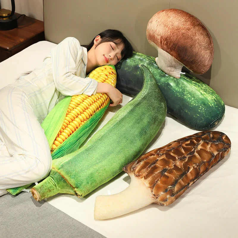 Vegetable & Mushroom Plush Pillows – Realistic Food Designs