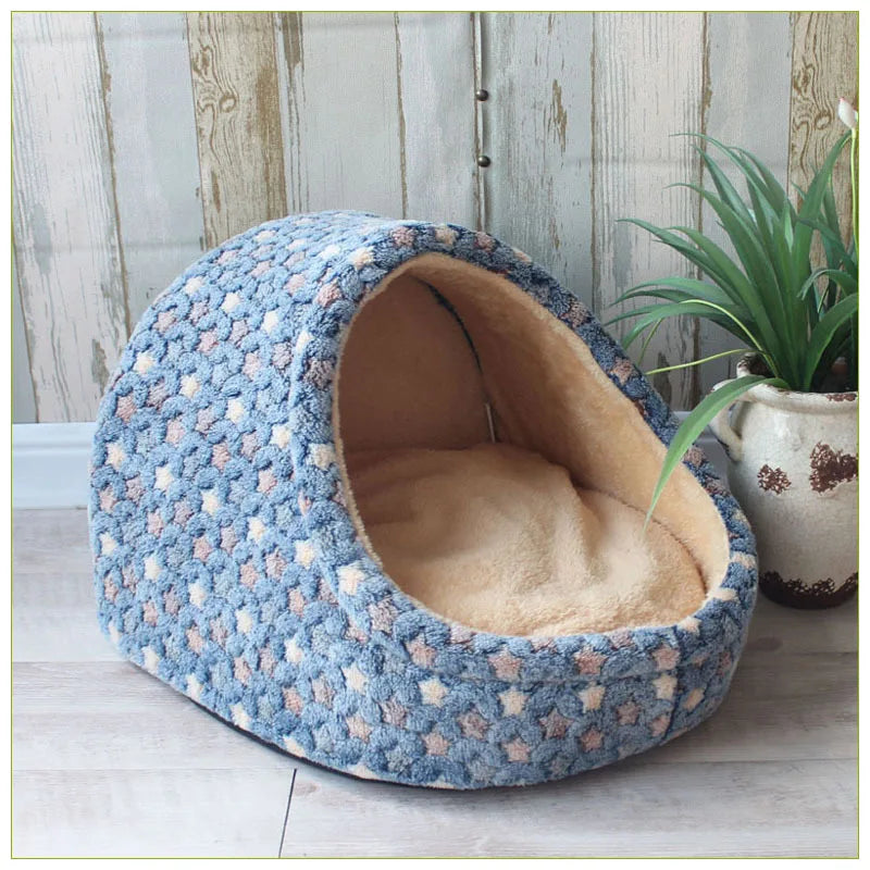 Soft Foldable Pet Cave Bed – Cosy Sleeping Nest for Dogs & Cats, S–L