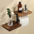 Wall-Mounted Wooden Toilet Paper Holder with Shelf – Bathroom Tissue Roll Dispenser