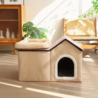 2-in-1 Cat House with Removable Top Bed