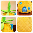 Pineapple House Plush Pillow – Yellow Tropical Cushion