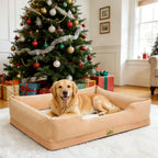 Oxford & Faux Rabbit Fur Bolster Dog Bed | Sponge Foam | Removable Cover | Non-Slip | 5 Sizes