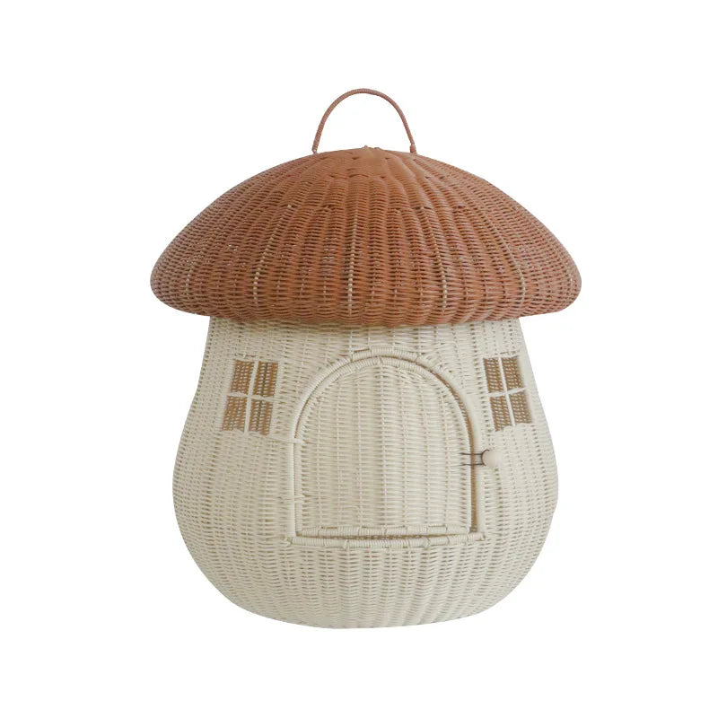 Mushroom Cat House – Rattan-Look Pet Hideaway