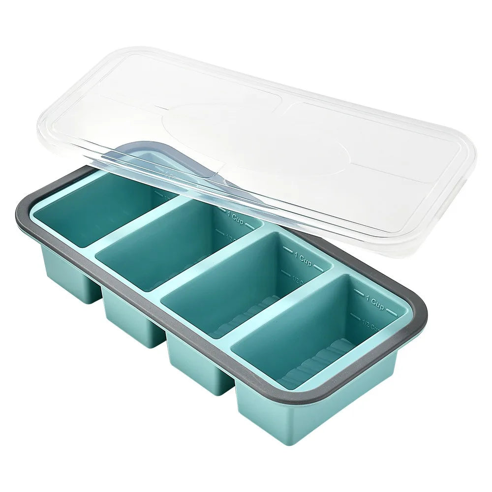 Silicone Compartment Lunch Box – Food-Grade, Microwave Safe, 2, 3 or 4 Grid, Blue