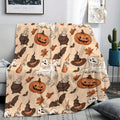 Spooky Pumpkin & Ghosts Plaid Throw Blanket for Halloween Decor