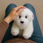 Lifelike Maltese Puppy Plush Stuffed Toy | Simulation Velvet Coat | Glass-Look Eyes | Pink Paw Detail