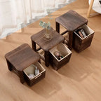 Solid Wood Storage Stool with Drawer – Hallway Bench & Ottoman, S, M or L