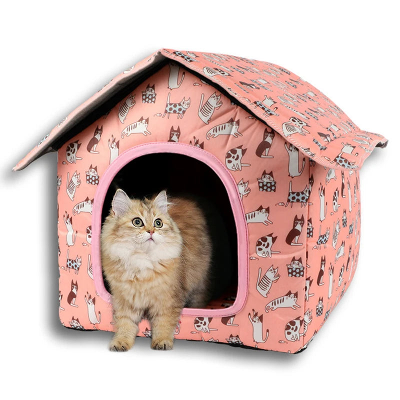 Waterproof Foldable Pet House for Cats & Small Dogs – 5 Patterns, S, M or L