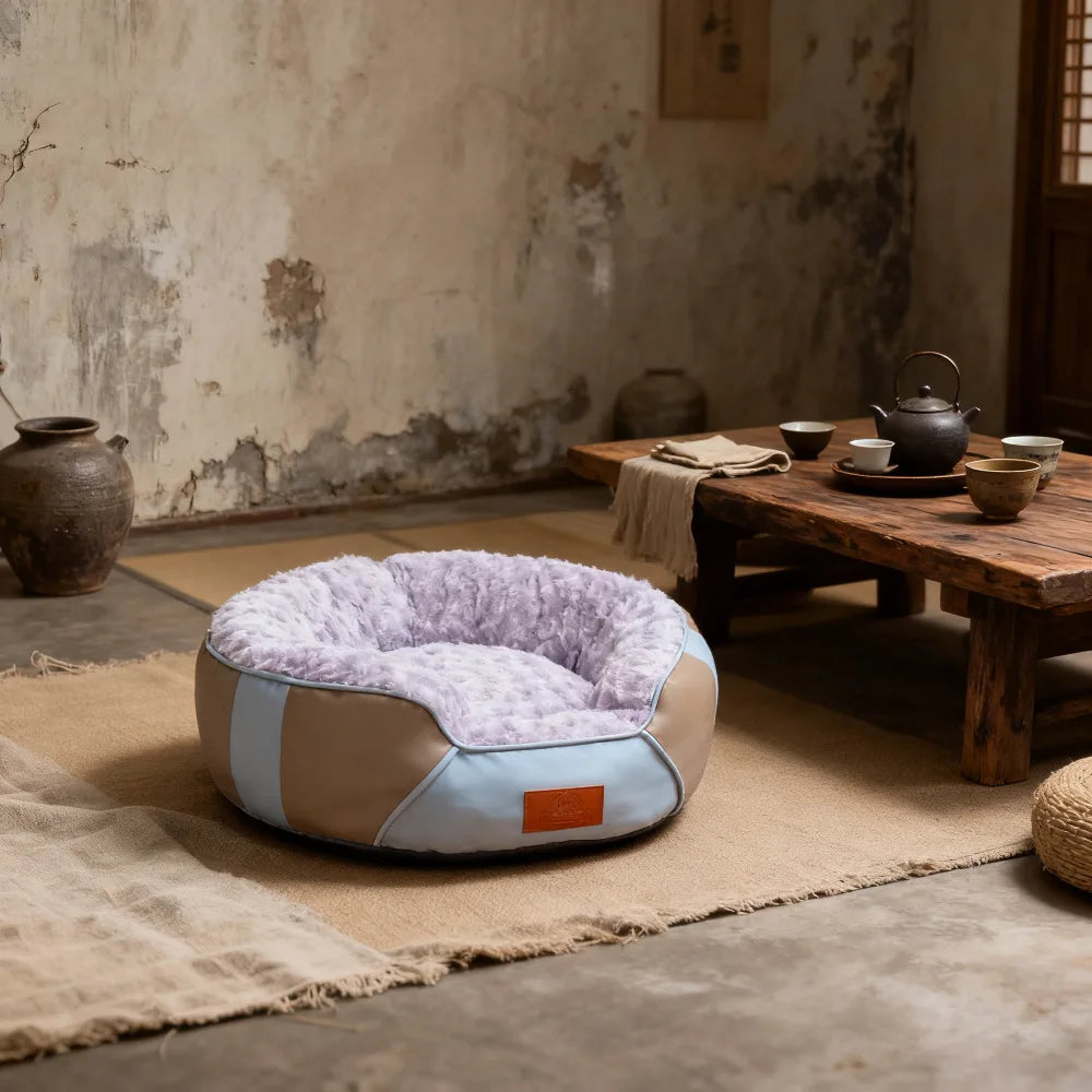 Thickened Insulated Round Cat Bed | Premium Plush | Deep Cushion | 2 Sizes | Pink, Purple, Coffee