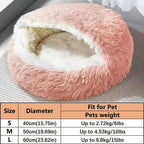 Shell-Shaped 2-in-1 Pet Bed | Semi-Enclosed Cat Nest | Plush | 3 Sizes
