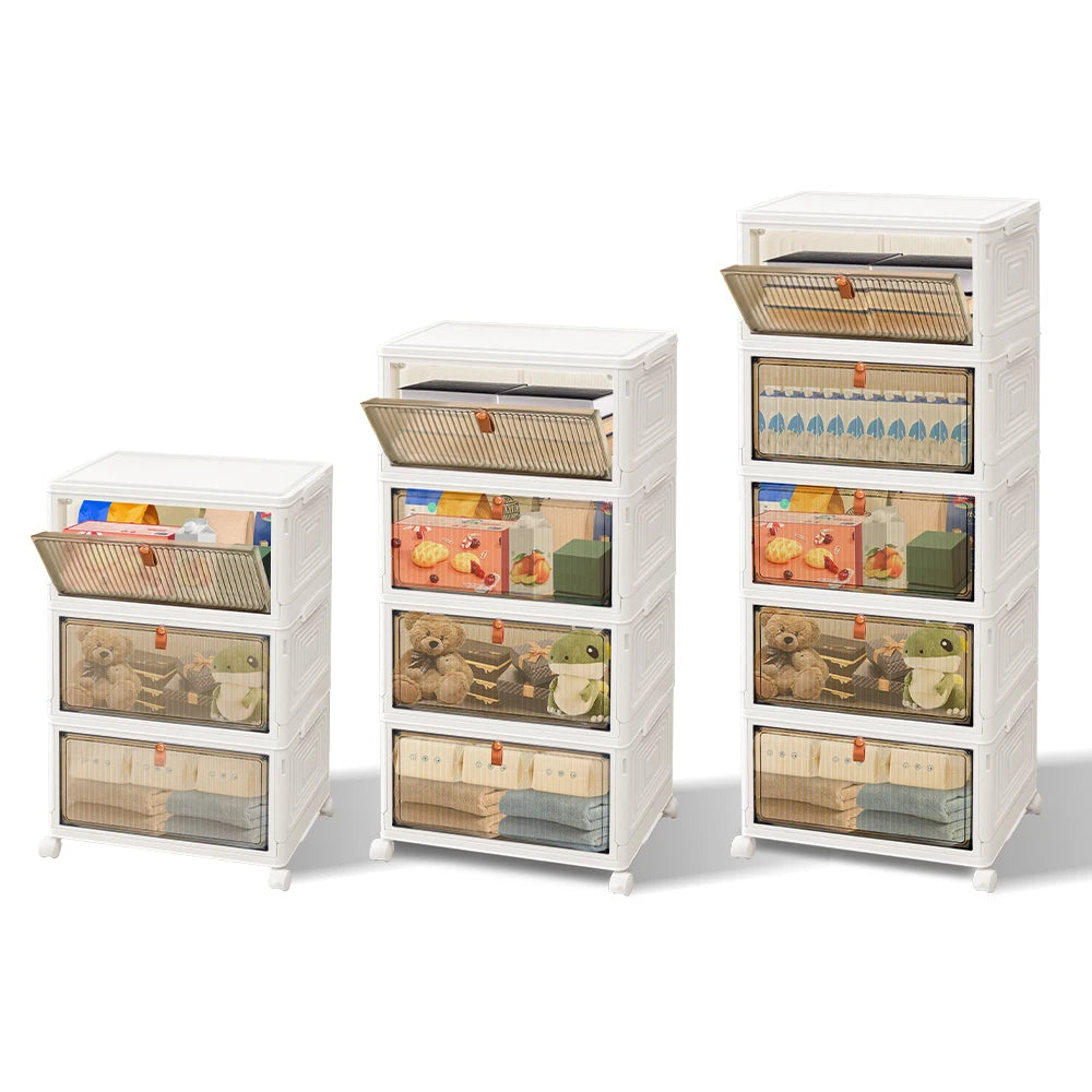 Stackable Storage Boxes with Lids & Lockable Wheels – 3, 4, or 5-Tier
