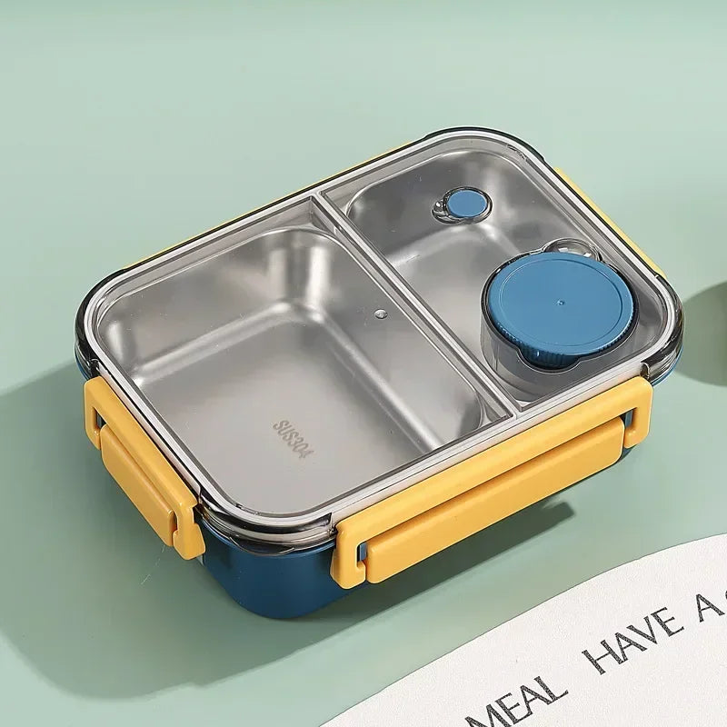 850ml Insulated Stainless Steel Lunch Box – 2 or 3 Grid Bento Box for Kids & Adults, Red, Blue or Green