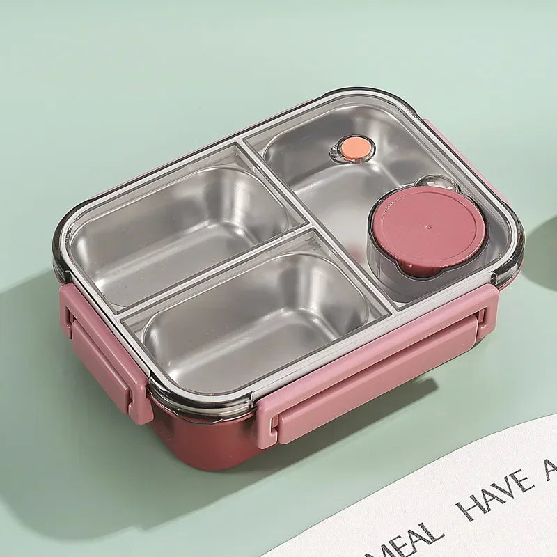 850ml Insulated Stainless Steel Lunch Box – 2 or 3 Grid Bento Box for Kids & Adults, Red, Blue or Green