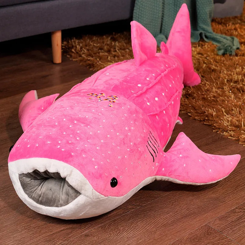 Whale Shark Plush Stuffed Body Pillow | White Spot Pattern | Wide-Open Mouth Detail | 3 Colours | 4 Sizes: 55–125cm