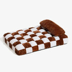Orthopedic Dog Bed | Corduroy Plaid | High-Density Foam | Pillow Included | 2 Sizes