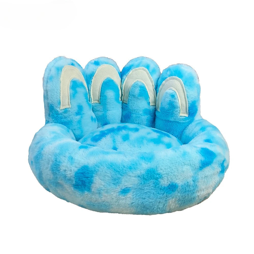 Round Faux Rabbit Fur Pet Bed | Bear Paw Design | Machine Washable | Winter Warm | 4 Sizes | 7 Colours