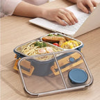 850ml Insulated Stainless Steel Lunch Box – 2 or 3 Grid Bento Box for Kids & Adults, Red, Blue or Green