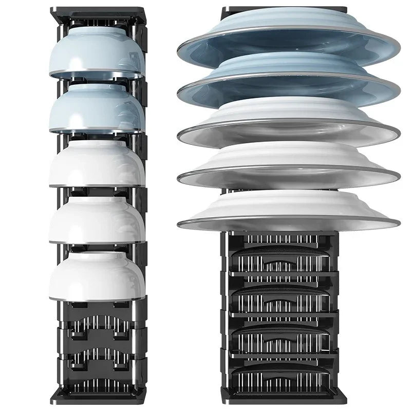 Cabinet Dish & Bowl Rack Organiser – Adjustable Space Aluminium Drawer Storage, 40cm or 45cm