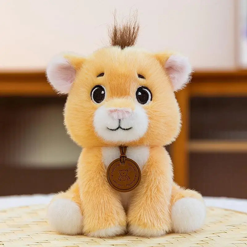 Kawaii Chibi Safari Animal Plush Series | Spiky Mohawk & Bear Medallion | 6 Characters: Lion Cub, Zebra, Elephant, Brown Cub, Meerkat & Wild Boar | 15cm