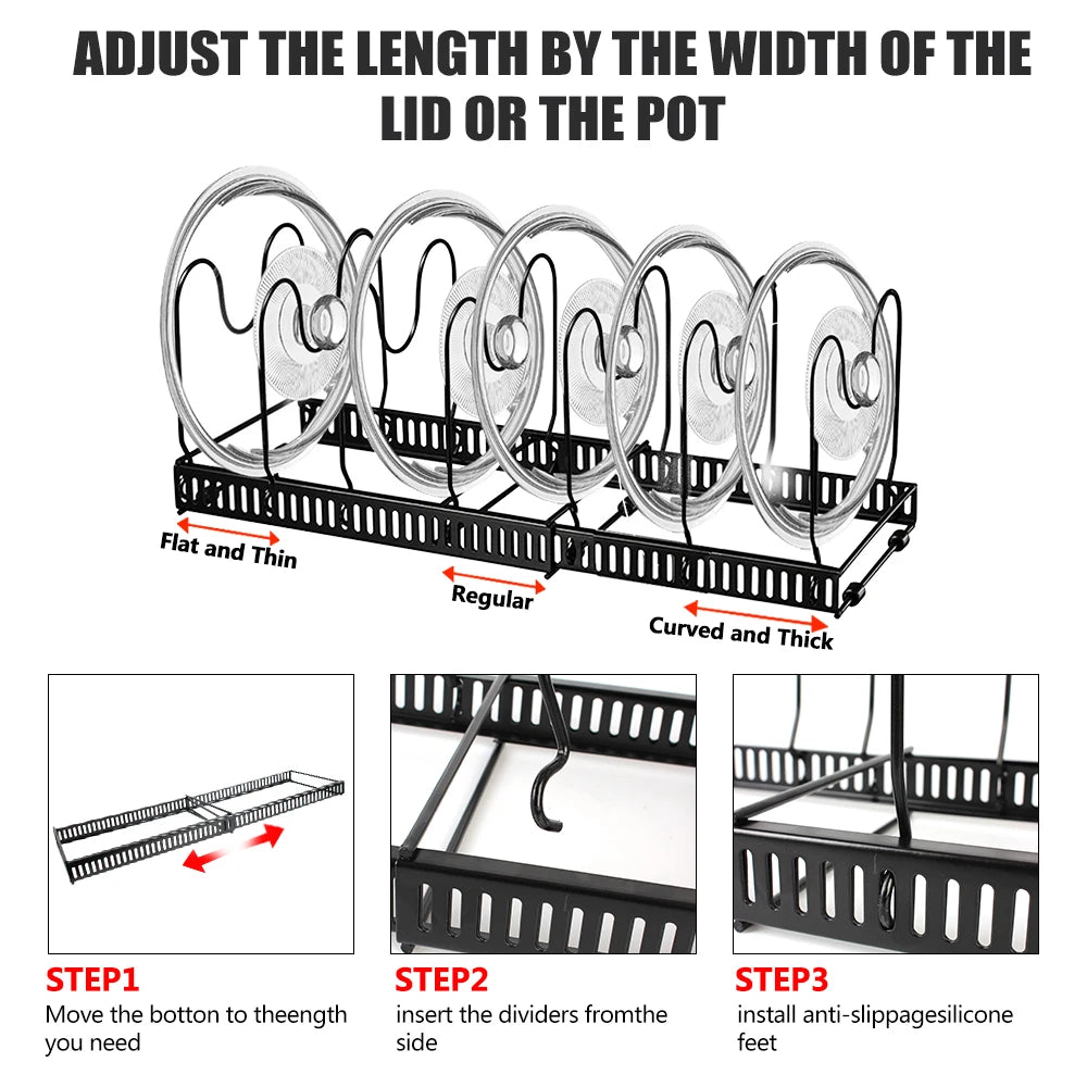 Adjustable Pot and Pan Organiser Rack – 7 or 12-Layer Kitchen Storage