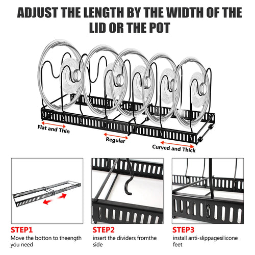 Adjustable Pot and Pan Organiser Rack – 7 or 12-Layer Kitchen Storage