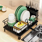 Rustproof Dish Drying Rack with Drain Board – Iron Countertop Dish Drainer