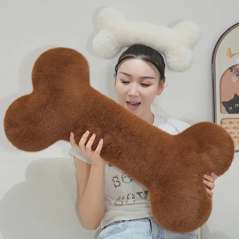 Bone-Shaped Plush – Fluffy Pillow or Mini Pendant