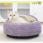 Semi-Enclosed Shell Cat Bed | Plush Warm Sleeping Nest | Non-Slip | 2 Sizes