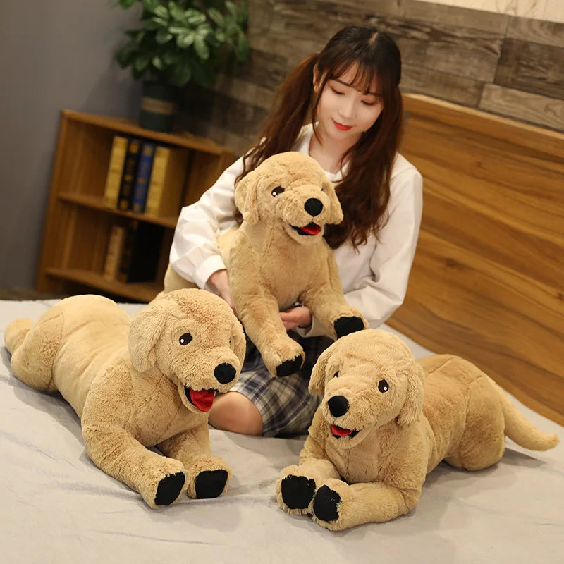 Lifelike Yellow Labrador Retriever Plush Stuffed Toy | Seated Pose | Open-Mouth Detail | 2 Sizes: 35cm & 75cm