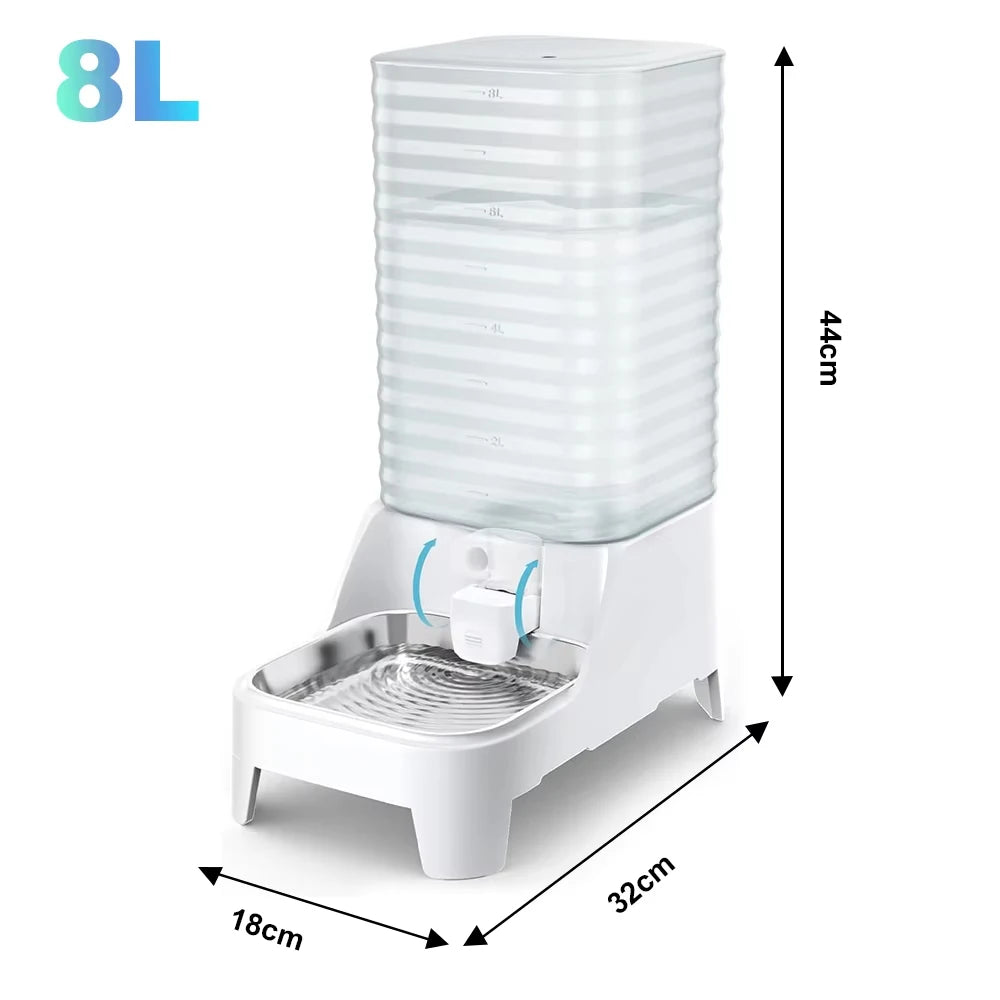 8L Gravity Pet Water Dispenser | Stainless Steel | Patented Leak-Free Faucet